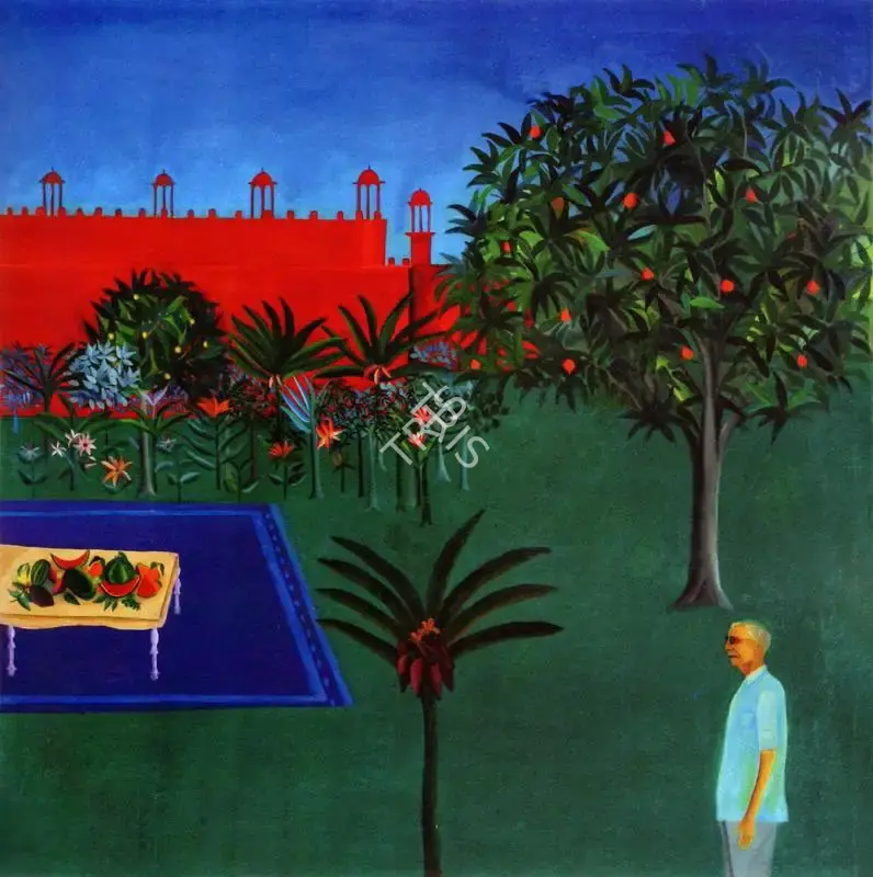 Khakhar, Bhupen P. (Artist). Portrait of Shri Shankerbhai V. Patel near Red Fort. Oil on Canvas, 1971 | Bhupen Khakhar , 1998 | Painting | FineArts | 00149678