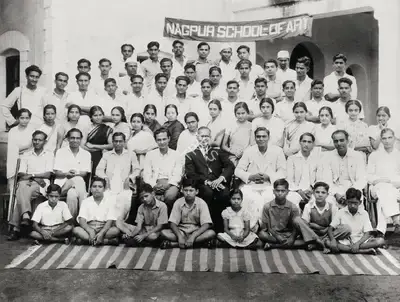 Unknown (Photographer). Nagpur School of Art, S.H. Raza seated to the left of the Principal, 2nd Row. Photographic Still, n.d. | Contemporary Photograph, Sayed Haider Raza, 2023 | Photography | 00892764