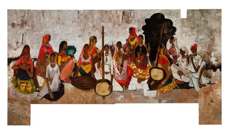 B. Prabha (Artist), Untitled (Wedding Musicians), 1965, Painting