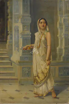S.G. Thakur Singh (Artist), Untitled (Woman in Courtyard), 1934, Painting