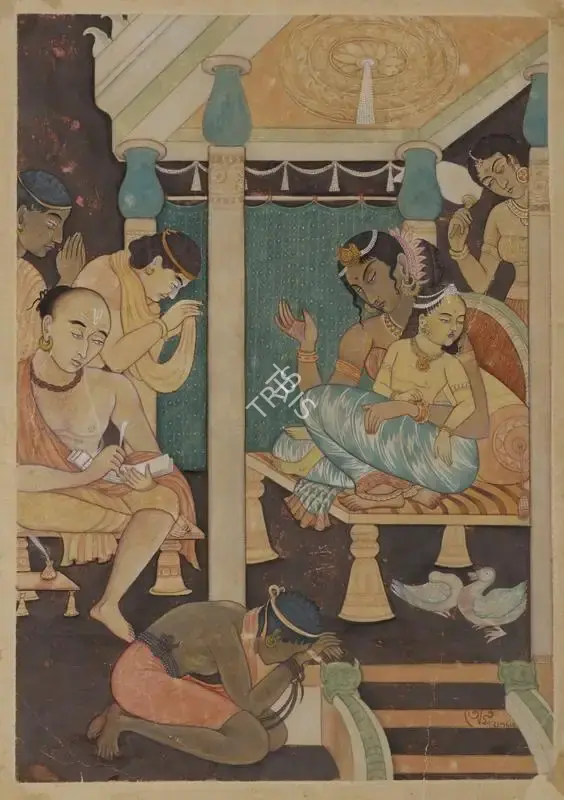 A.K. Haldar (Artist), Untitled (Prabhavatigupta ruling the Vakataka Kingdom), Painting