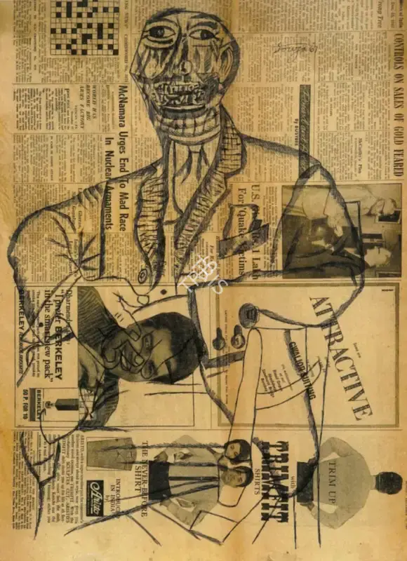 F.N. Souza (Artist), Gentlemen, 1962, Drawing