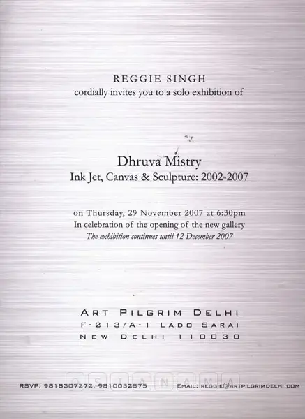 Dhruva Mistry (Artist), Dhruva Mistry, 2007, Solo Exhibition Invitation