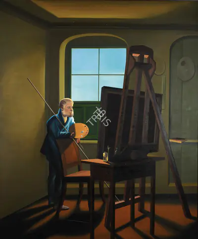 Shibu Natesan (Artist), Casper David Friedrich In His Studio, 2001, Painting