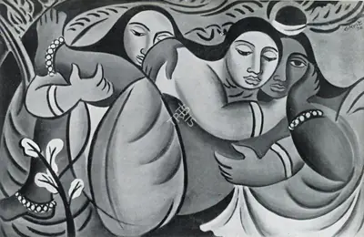 George Keyt (Artist), Radha Krishna, 1936, Painting