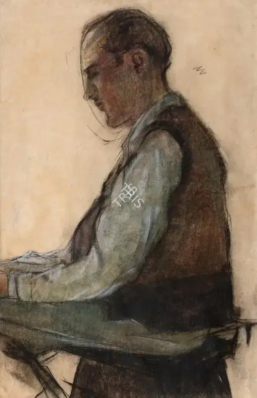 Bikash Bhattacharjee (Artist), Portrait and Anatomy Position Study, 1964, Painting