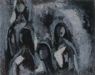 G.M. Sheikh (Artist), We Four, 1959, Painting