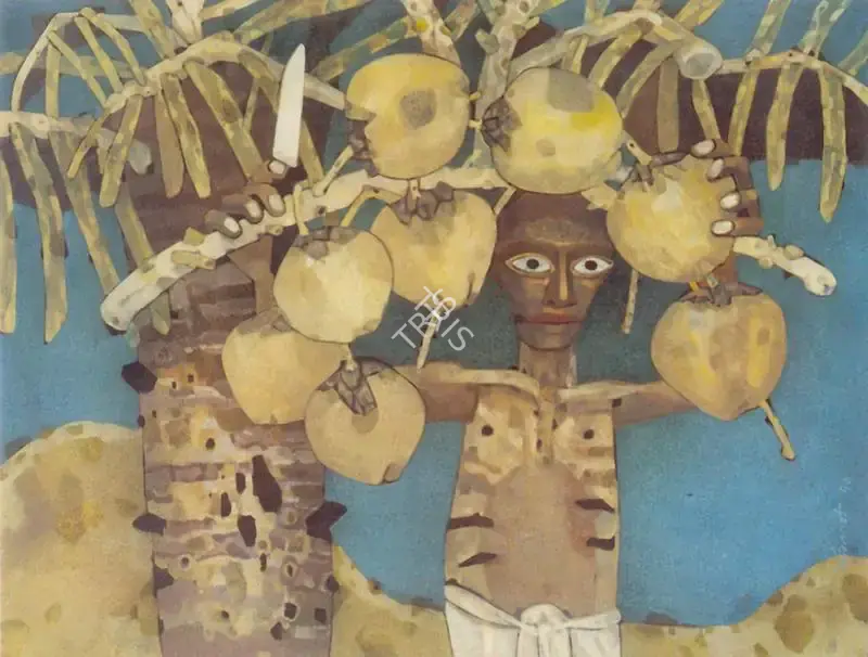 Ganesh Pyne (Artist), Dabchor (Coconut Thief), 1976, Painting
