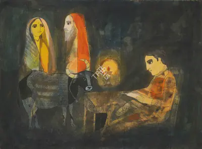 Badri Narayan (Artist), Remembering the Dialogue Between Savitri and Yama, 1991, Painting