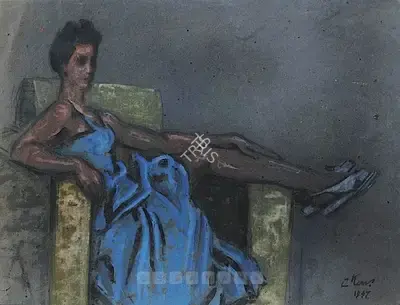Chintamoni Kar (Artist), Untitled (Female Study), 1947, Painting