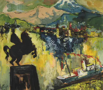 H.A. Gade (Artist), Kala Ghoda, 1945, Painting