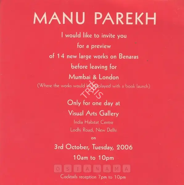 Manu Parekh (Artist), Manu Parekh, 2006, Solo Exhibition Invitation