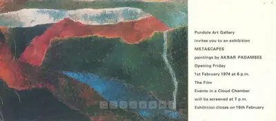 Akbar Padamsee (Artist), Metascapes, 1974, Solo Exhibition Invitation