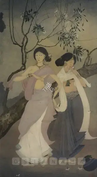Majumdar, Kshitindranath (Artist). Radha And Lalita, late 1940s | Painting, Os.Del/27.07.07, 2007 · Osian's