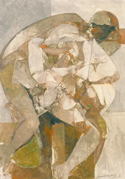 Jamil Naqsh (Artist), Figure of a man, 1983, Painting