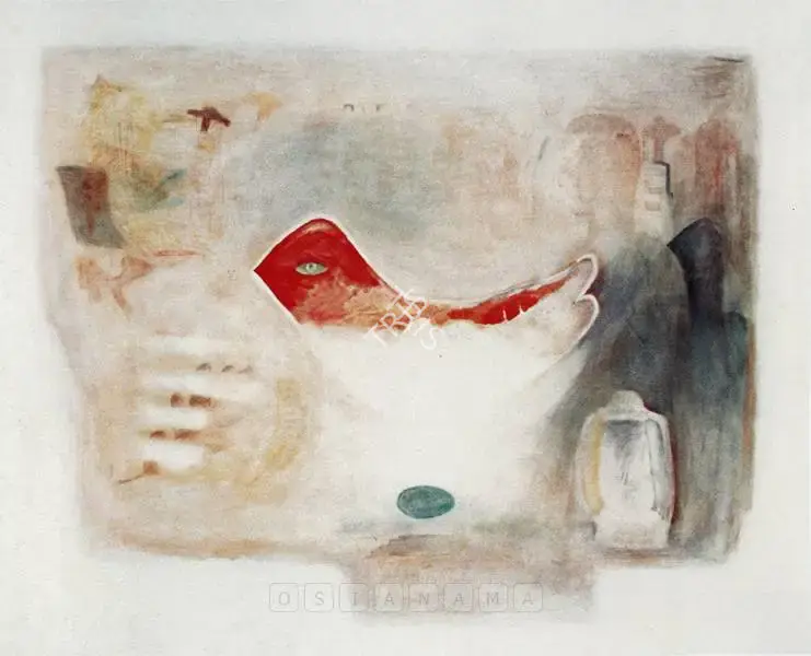 Barwe, Prabhakar (Artist). Rare Bird With Blue Egg, 1988 | Painting, Sa.Onl/04.12.03, 1988