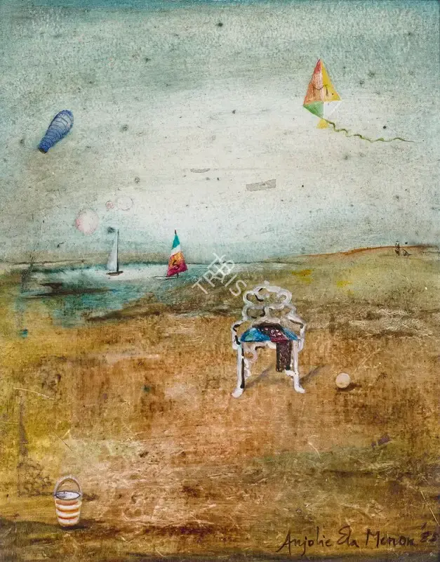 Anjolie Ela Menon (Artist), Untitled (Beach Scene), 1985, Painting