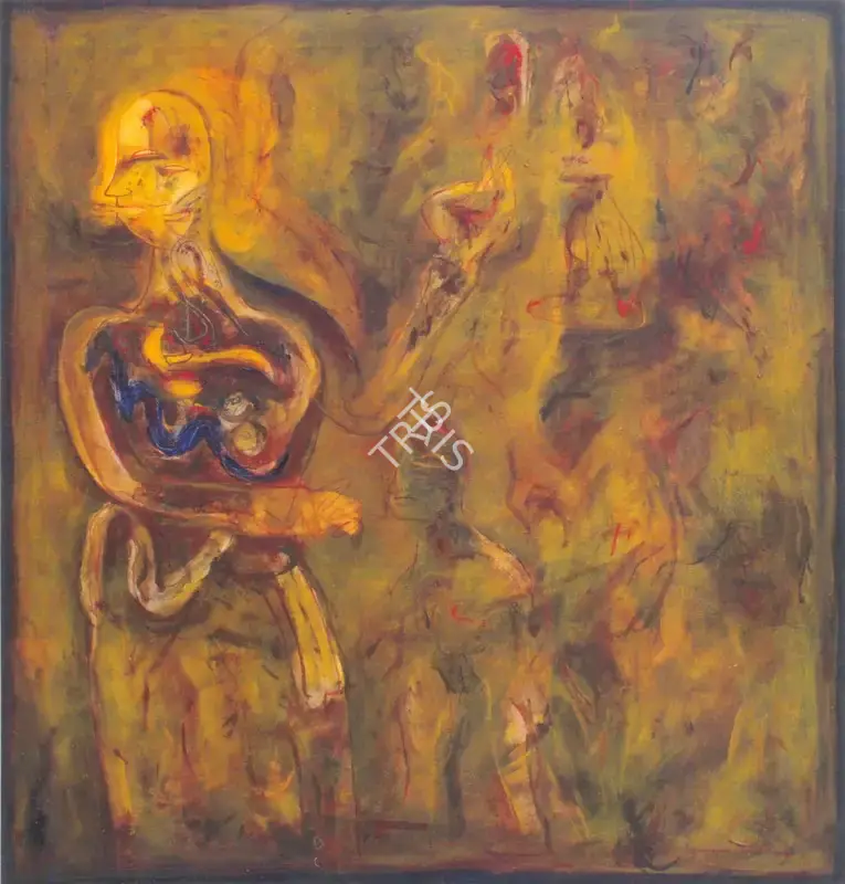 Tapas Konar (Artist), Intersection Of A Lonely Man, 1999, Painting