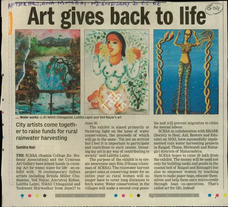 Sumitra Nair (Reporter), Art Gives Back to Life, 2006, Newspaper Clipping
