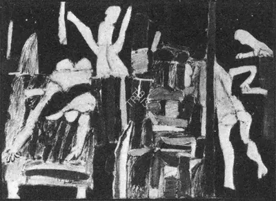 K.G. Subramanyan (Artist), Studio Interior with Figures, 1967, Painting
