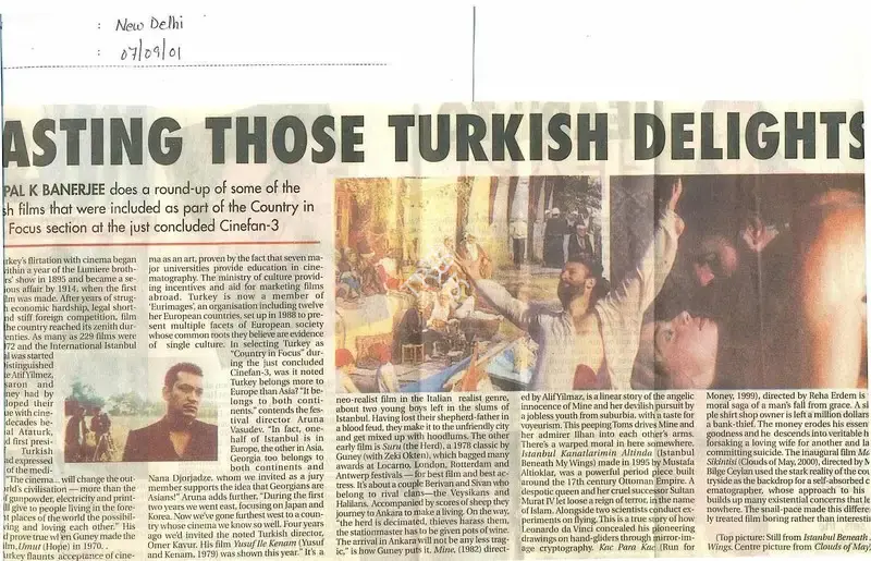 Utpal K. Banerjee (Reporter), Tasting Those Turkish Delights, 2001, Newspaper Clipping