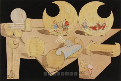 M.F. Husain (Artist), Mother Hubbard And Other Stories, 1943, Painting