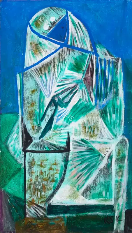 K.S. Kulkarni (Artist), Untitled (Seated Woman), 1985, Painting