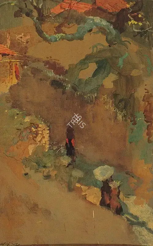 N.S. Bendre (Artist), Villagescape, 1955, Painting