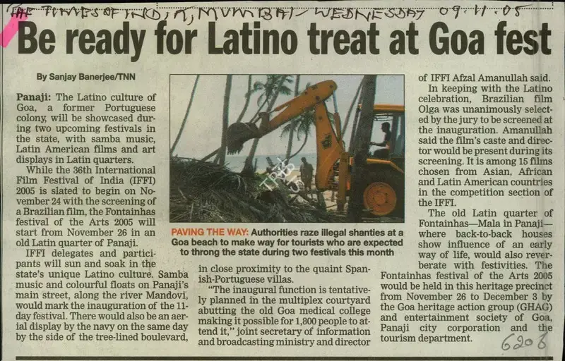 Sanjay Banerjee (Reporter), Be ready for Latino treat at Goa fest, 2005, Newspaper Clipping