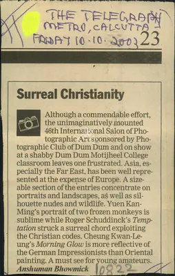 Anshuman Bhowmick (Reporter), Surreal Christianity, 2003, Newspaper Clipping
