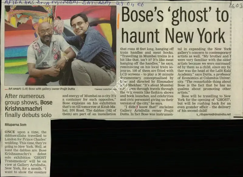 Rituparna Som (Reporter), Bose's 'ghost' to haunt New York, 2006, Newspaper Clipping