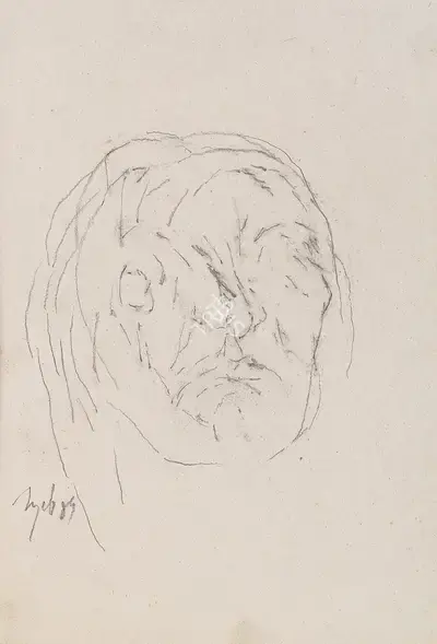 Tyeb Mehta (Artist), Head, 1989, Drawing