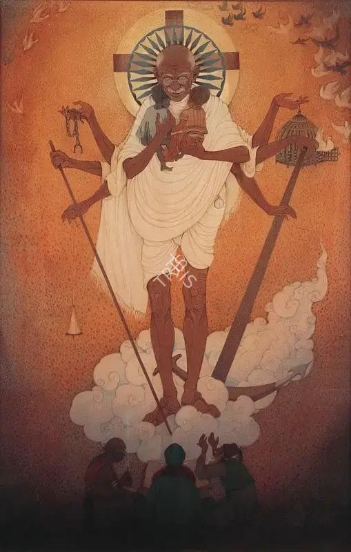 Badri Nath Arya (Artist), Gandhiji: Harmony of Religions, 1970, Painting