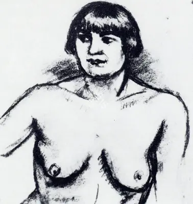 Amrita Sher-Gil (Artist), Charcoal Nude Study, 1930, Drawing