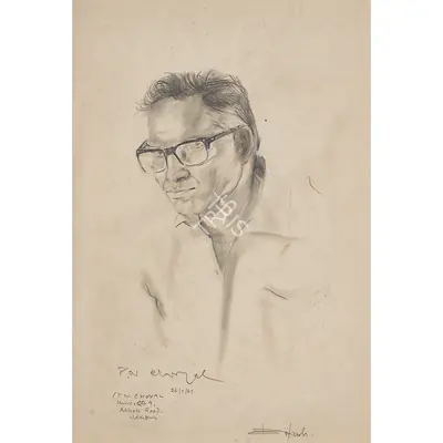 Bikash Bhattacharjee (Artist), Portrait of P.N. Choyal, 1960, Painting