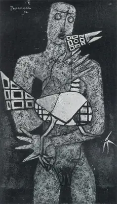 Akbar Padamsee (Artist), Woman with Bird, 1951, Painting
