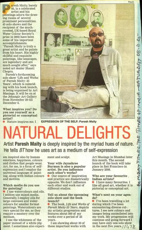 Pravin (Photographer), Natural Delights, 2005, Newspaper clipping