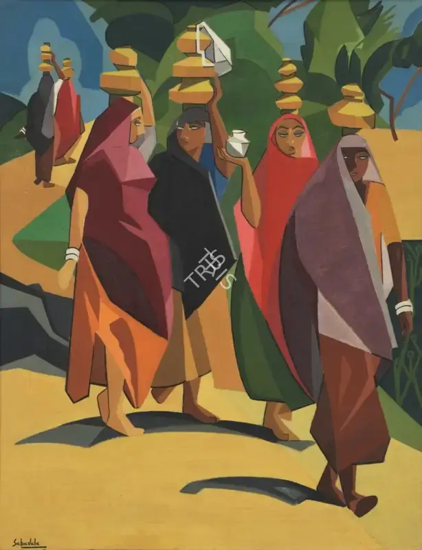Sabavala, Jehangir (Artist). The Four Milk-Maids, 1954 | Painting, Sa.Onl/19.06.25, 2025 · Saffronart