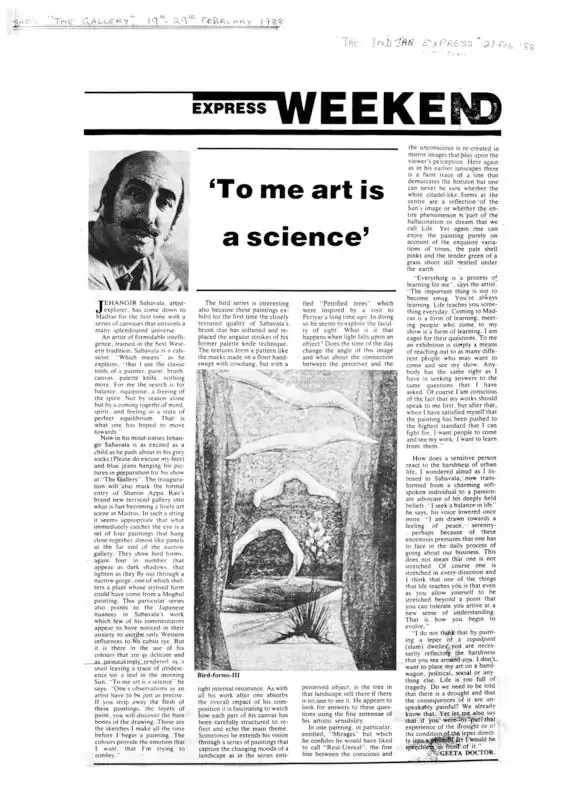 Geeta Doctor (Writer), Express Weekend, 1988, Newspaper Clipping