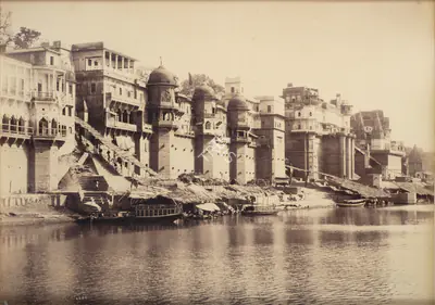Lala Deen Dayal (Photographer), Rana Mahal Ghat, Benares, Antiquarian Photograph