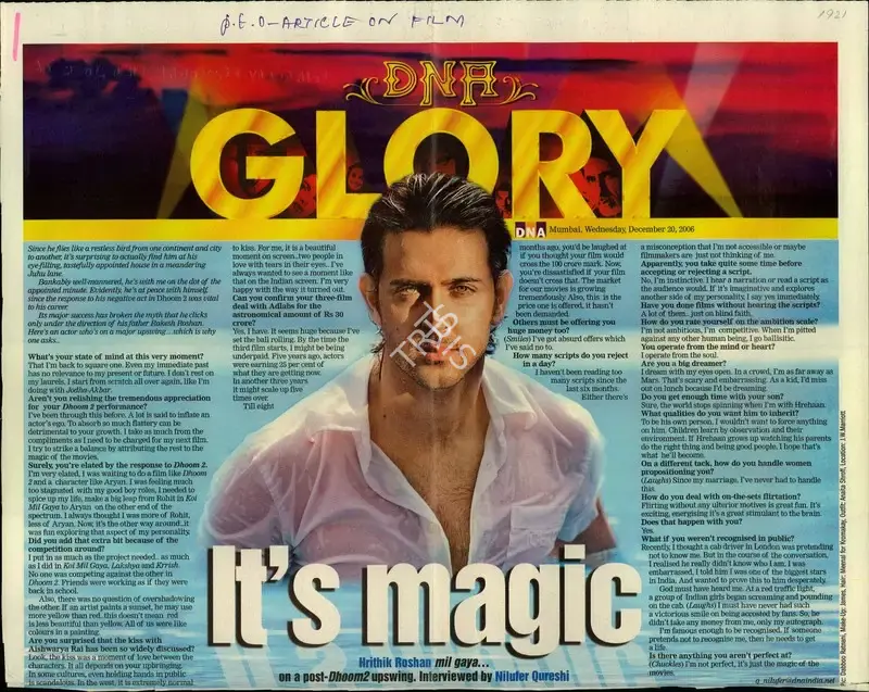 Nilufer Qureshi (Reporter), It's magic, 2006, Newspaper Clipping