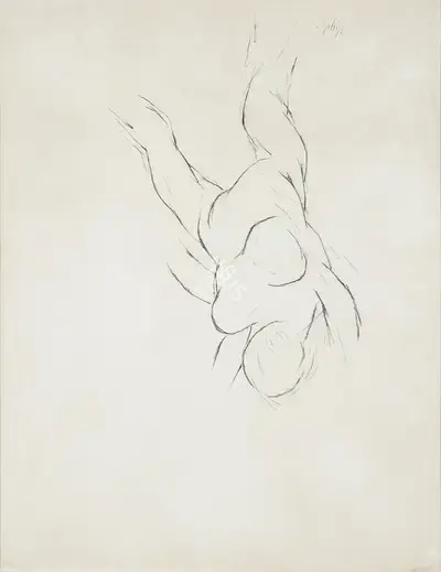 Tyeb Mehta (Artist), Falling Figure, 1992, Drawing