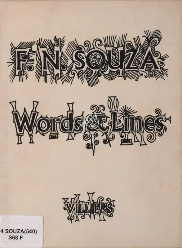 F.N. Souza (Author), Words & Lines, 1959, Authored Book
