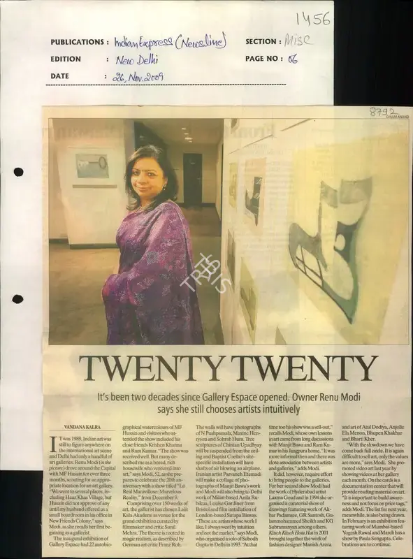 Vandana Kalra (Reporter), Twenty Twenty, 2009, Newspaper Clipping