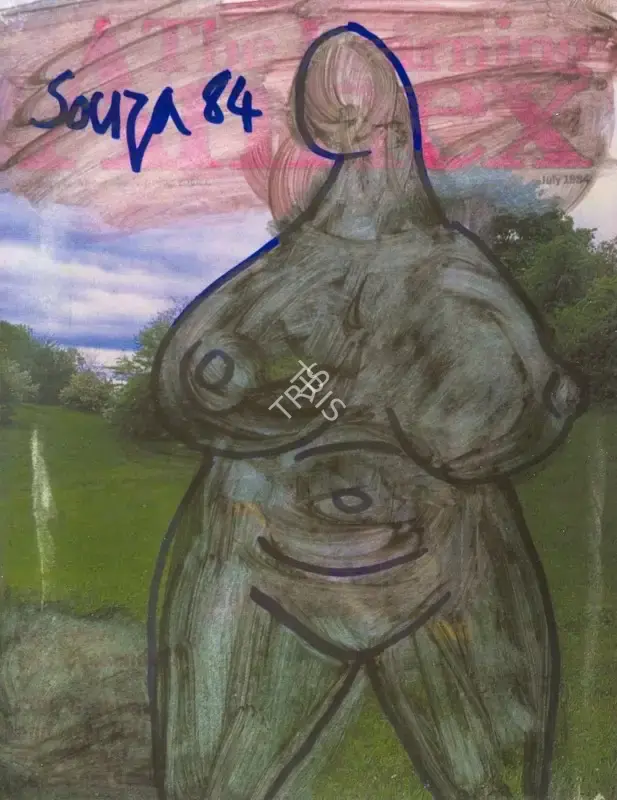 F.N. Souza (Artist), Woman Standing Nude, 1984, Painting