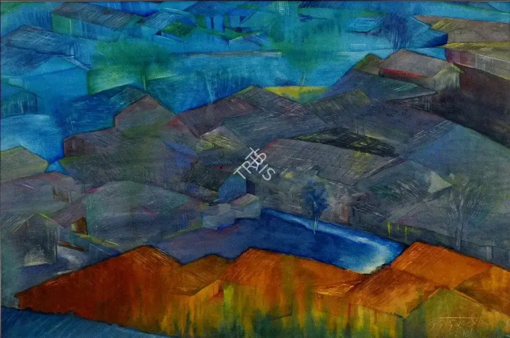 Nabibaksh Mansoori (Artist), Village Scape K, 1998, Painting