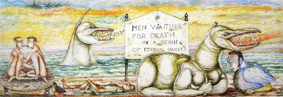 Gopikrishna (Artist), Men Waiting For Death In A Beach Of Eternal Quest, 2006, Drawing