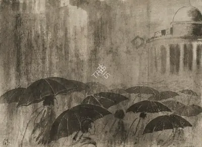 Gaganendranath Tagore (Artist), The Rain in Calcutta, 1925, Painting