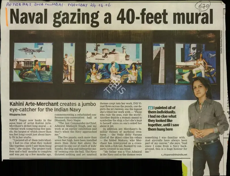 Rituparna Som (Reporter), Naval Gazing a 40-feet Mural, 2006, Newspaper Clipping