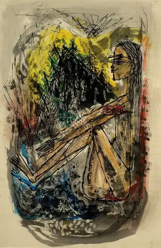 Laxman Pai (Artist), Woman, 1961, Painting